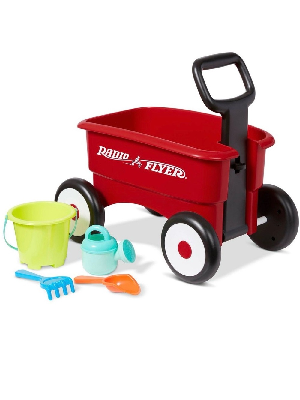 Radio Flyer Red Ride-On Wagon with Beach Toy Set